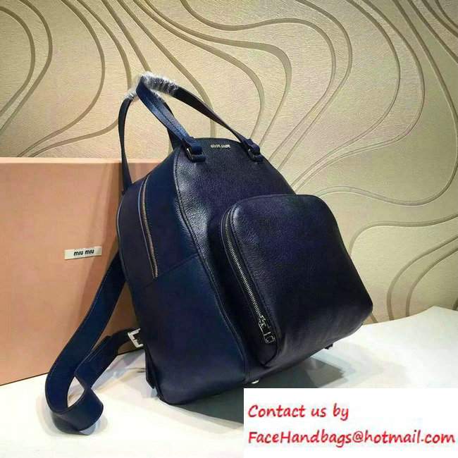 Miu Miu Backpack Bag 5BZ002 Dark Blue/Royal Blue 2016