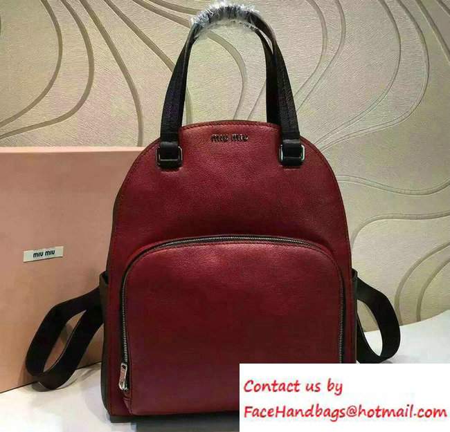 Miu Miu Backpack Bag 5BZ002 Dark Red/Black 2016