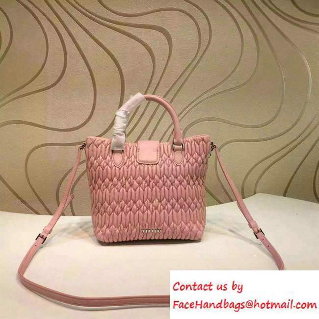 Miu Miu Crystal Matelasse Leather Top Handle Shoulder Bag 5BE001 Pink 2016