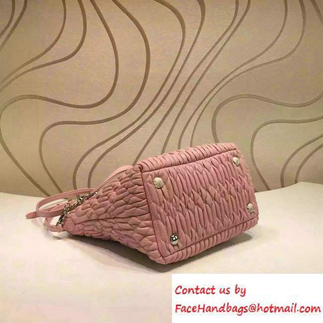 Miu Miu Crystal Matelasse Leather Top Handle Shoulder Bag 5BE001 Pink 2016