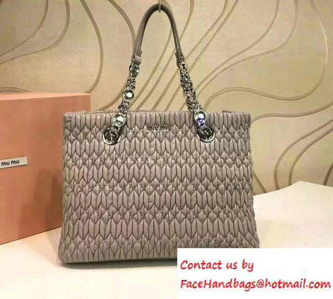 Miu Miu Crystal Matelasse Leather Tote Bag 5BA038 Gray 2016