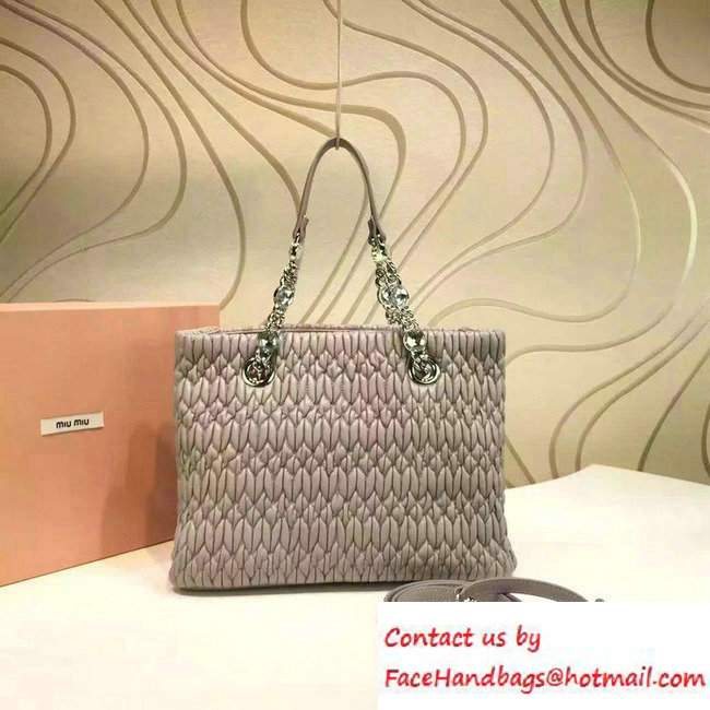 Miu Miu Crystal Matelasse Leather Tote Bag 5BA038 Gray 2016