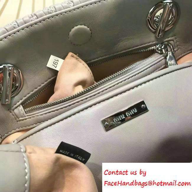 Miu Miu Crystal Matelasse Leather Tote Bag 5BA038 Gray 2016