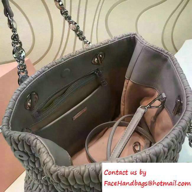 Miu Miu Crystal Matelasse Leather Tote Bag 5BA038 Gray 2016