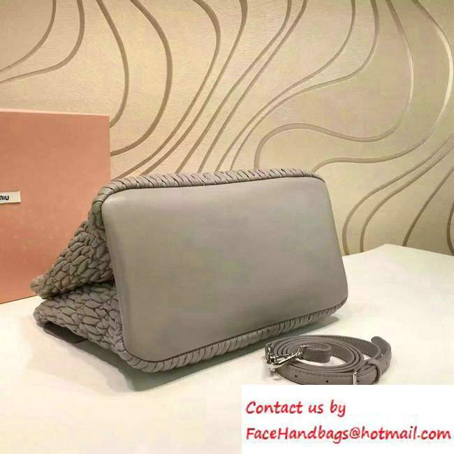 Miu Miu Crystal Matelasse Leather Tote Bag 5BA038 Gray 2016