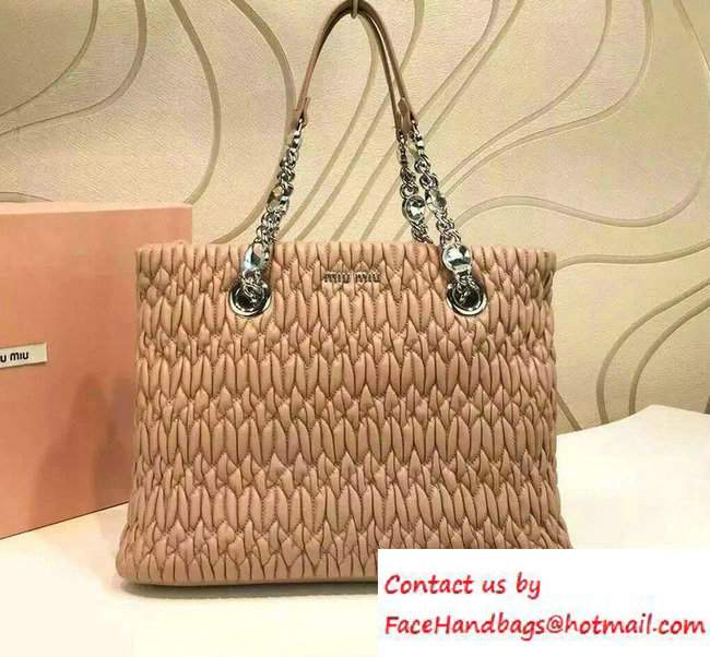 Miu Miu Crystal Matelasse Leather Tote Bag 5BA038 Nude Pink 2016