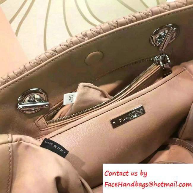 Miu Miu Crystal Matelasse Leather Tote Bag 5BA038 Nude Pink 2016