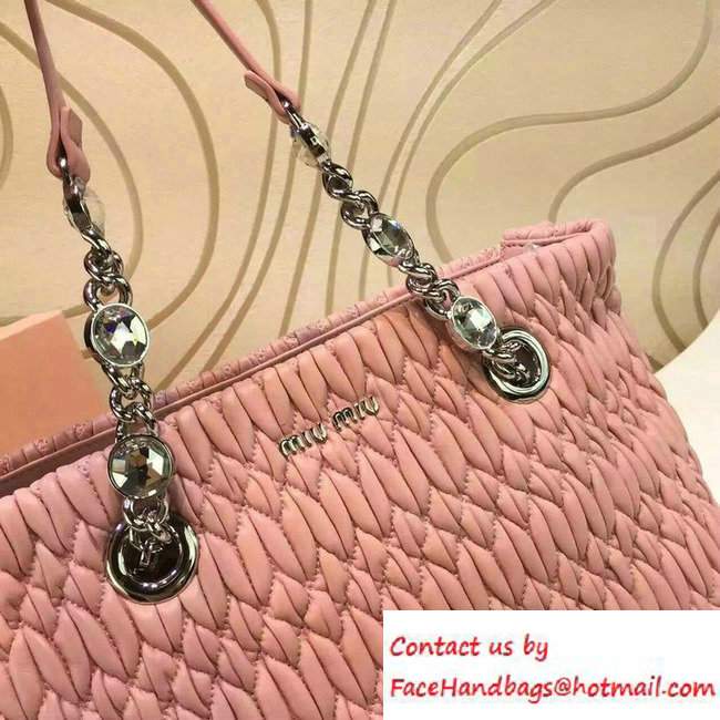 Miu Miu Crystal Matelasse Leather Tote Bag 5BA038 Pink 2016