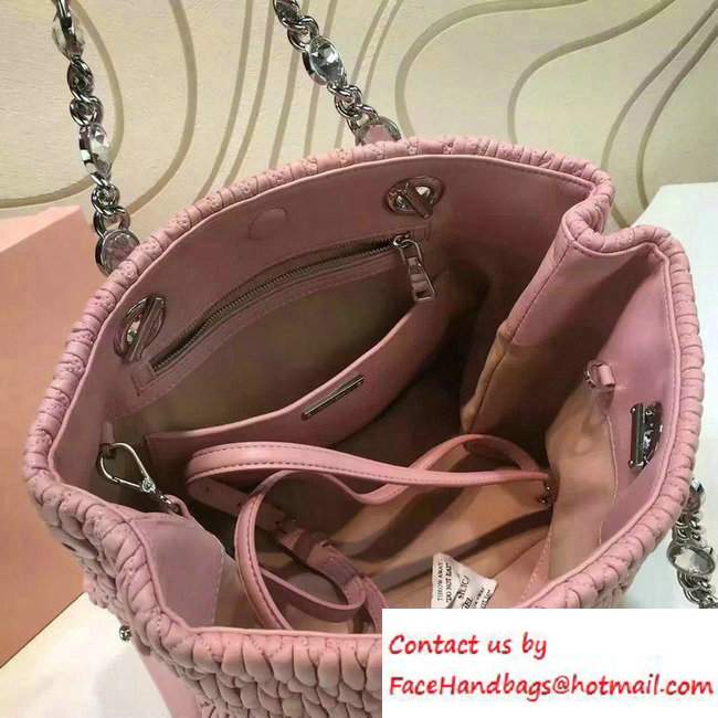 Miu Miu Crystal Matelasse Leather Tote Bag 5BA038 Pink 2016