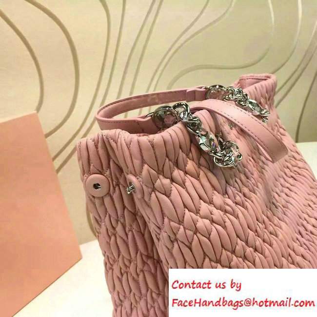 Miu Miu Crystal Matelasse Leather Tote Bag 5BA038 Pink 2016