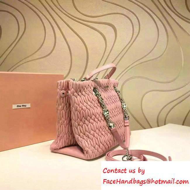 Miu Miu Crystal Matelasse Leather Tote Bag 5BA038 Pink 2016