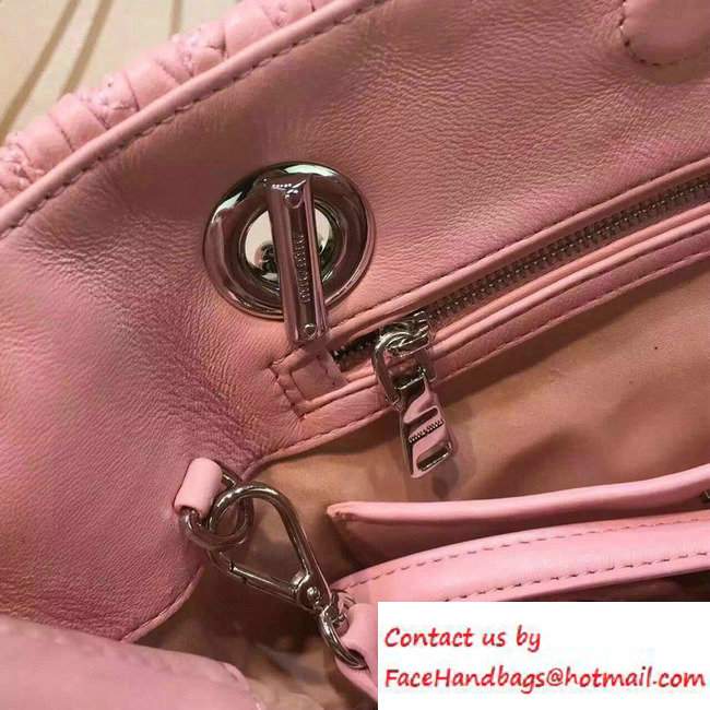 Miu Miu Crystal Matelasse Leather Tote Bag 5BA038 Pink 2016