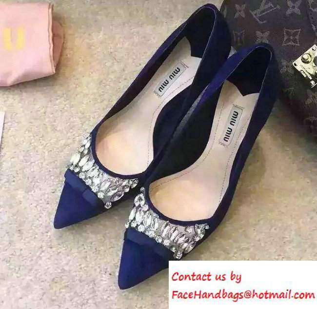 Miu Miu Crystals Embellished Pumps Blue 2016