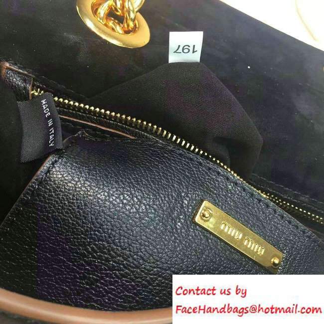 Miu Miu Madras Shoulder Large Bag 5BD020 Black 2016