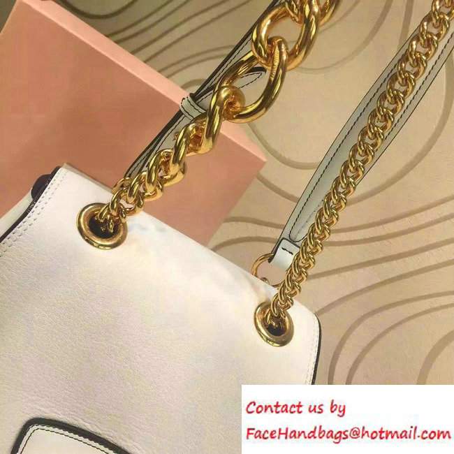 Miu Miu Madras Shoulder Large Bag 5BD020 White 2016