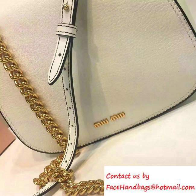 Miu Miu Madras Shoulder Large Bag 5BD020 White 2016