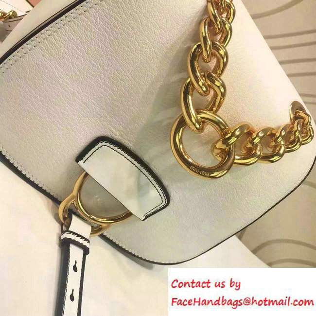 Miu Miu Madras Shoulder Large Bag 5BD020 White 2016