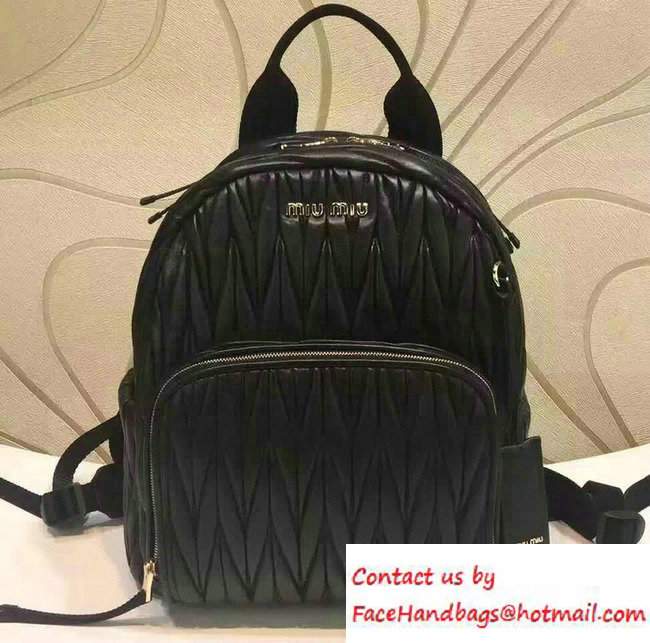 Miu Miu Matelasse Backpack Bag 5BZ005 Black 2016 - Click Image to Close