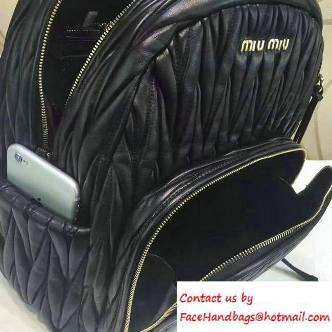 Miu Miu Matelasse Backpack Bag 5BZ005 Black 2016