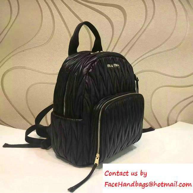 Miu Miu Matelasse Backpack Bag 5BZ005 Black 2016