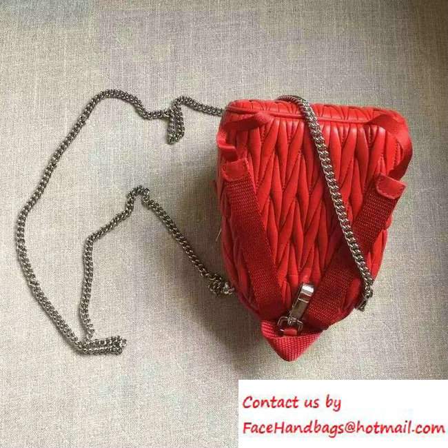 Miu Miu Matelasse Chain Backpack Mini Bag 5BH039 Red 2016