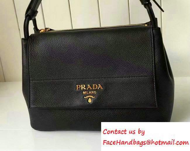 Prada Calf Leather Shoulder Bag 1BD052 Black 2016