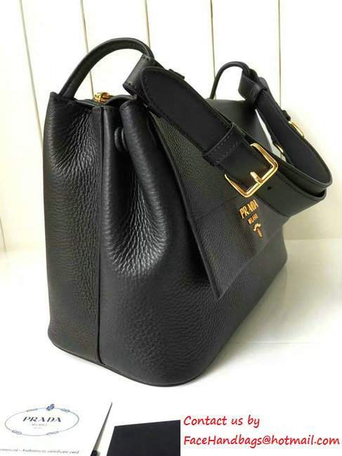 Prada Calf Leather Shoulder Bag 1BD052 Black 2016