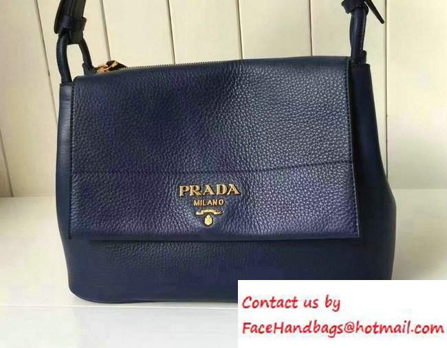 Prada Calf Leather Shoulder Bag 1BD052 Blue 2016