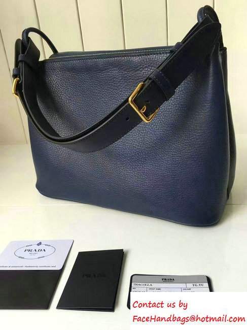 Prada Calf Leather Shoulder Bag 1BD052 Blue 2016