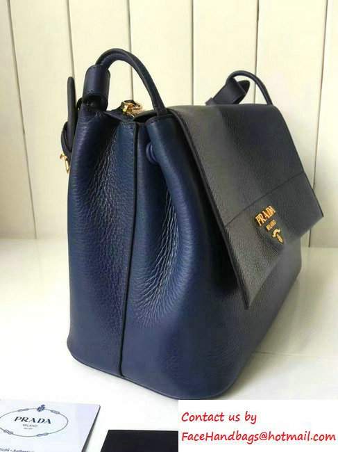 Prada Calf Leather Shoulder Bag 1BD052 Blue 2016