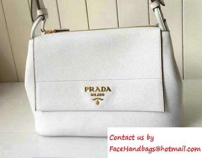 Prada Calf Leather Shoulder Bag 1BD052 White 2016