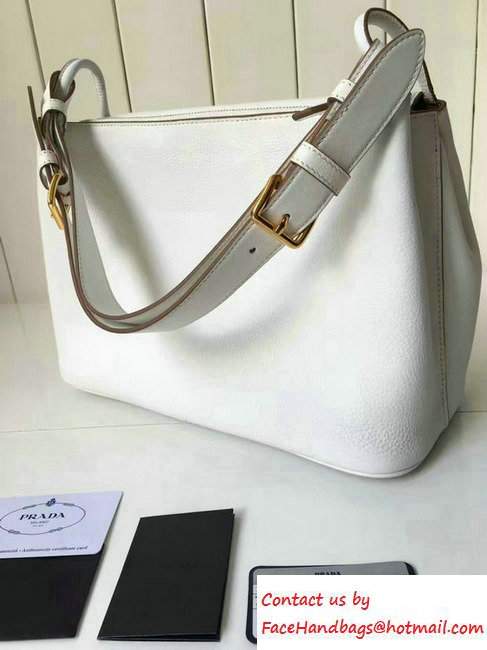 Prada Calf Leather Shoulder Bag 1BD052 White 2016