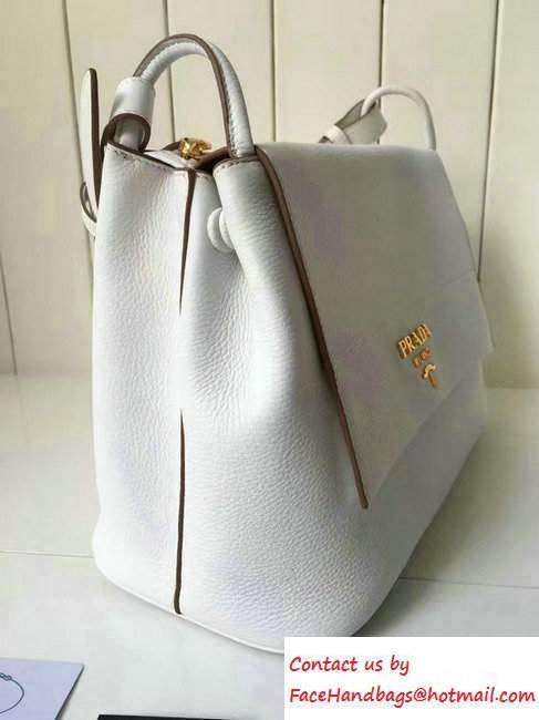 Prada Calf Leather Shoulder Bag 1BD052 White 2016