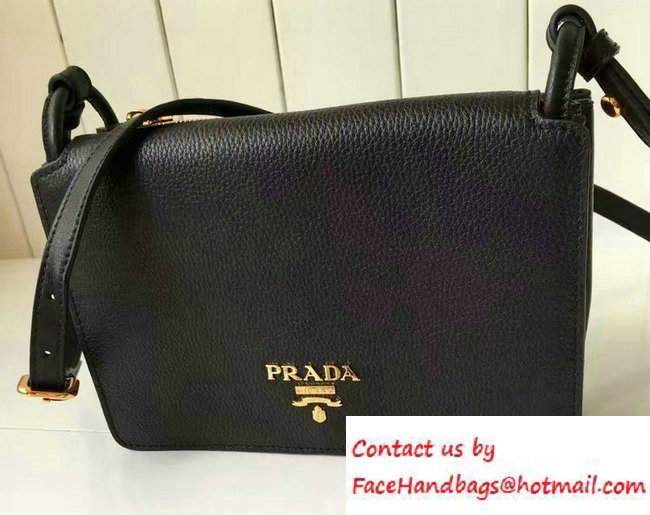 Prada Calf Leather Shoulder Bag 1BH031 Black 2016