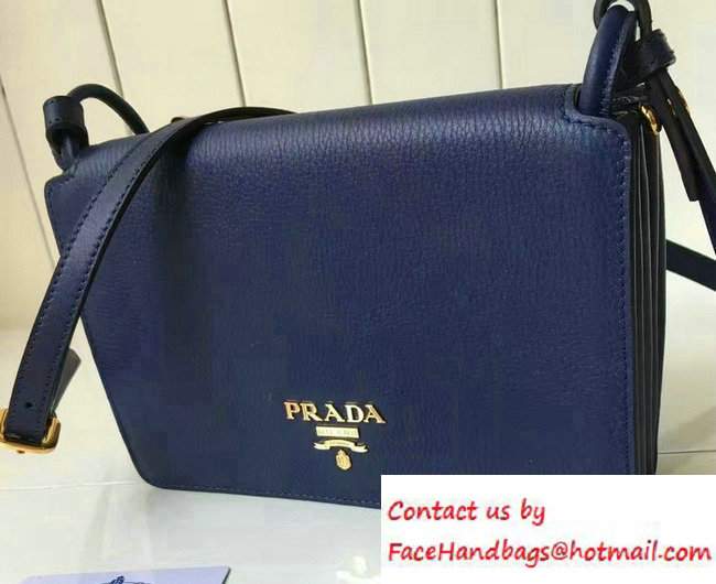 Prada Calf Leather Shoulder Bag 1BH031 Blue 2016