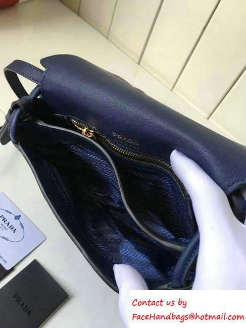 Prada Calf Leather Shoulder Bag 1BH031 Blue 2016