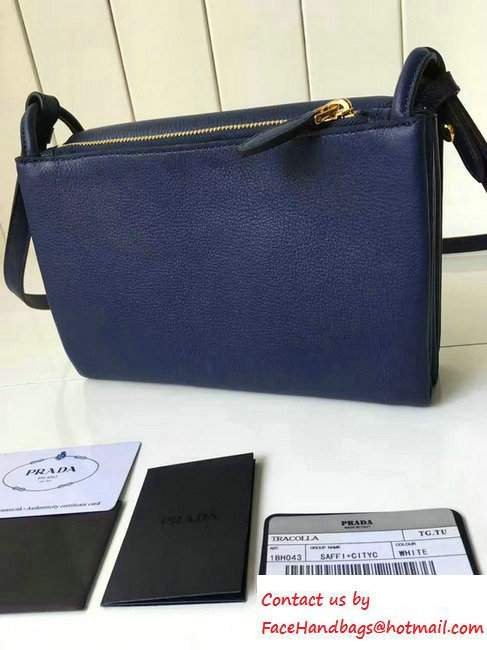 Prada Calf Leather Shoulder Bag 1BH031 Blue 2016