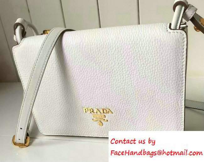 Prada Calf Leather Shoulder Bag 1BH031 White 2016