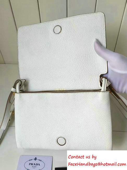 Prada Calf Leather Shoulder Bag 1BH031 White 2016