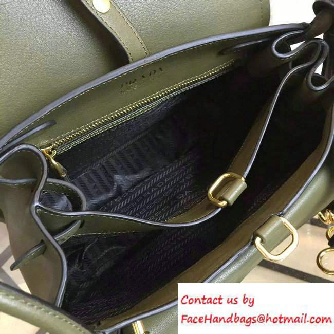 Prada Corsaire Calf Leather Shoulder Bag 1BD050 Army Green 2016