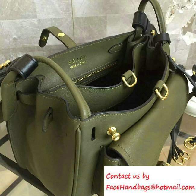 Prada Corsaire Calf Leather Shoulder Bag 1BD050 Army Green 2016