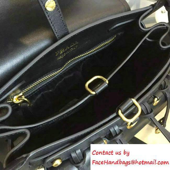 Prada Corsaire Calf Leather Shoulder Bag 1BD050 Black 2016