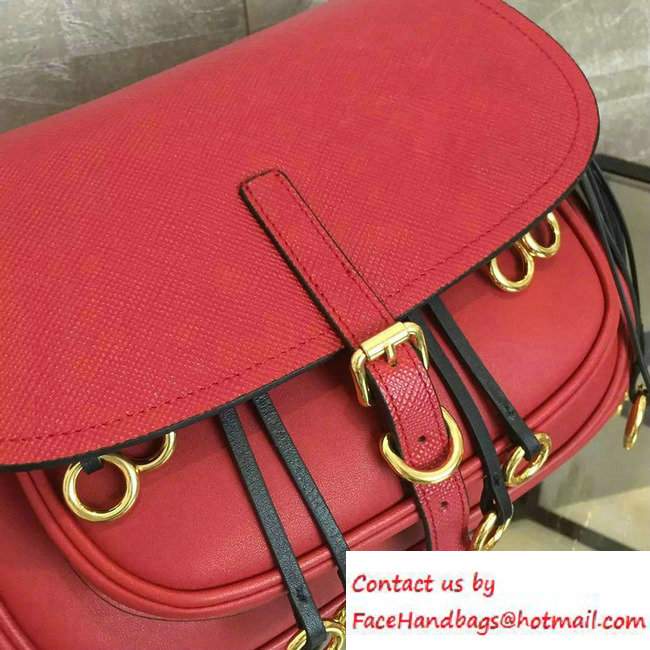 Prada Corsaire Calf Leather Shoulder Bag 1BD050 Red 2016