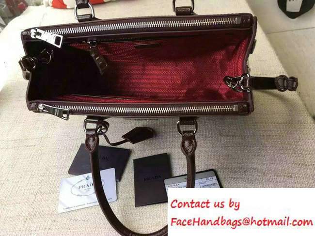 Prada Galleria Saffiano Leather Tote Bag 1BA863 Burgundy 2016