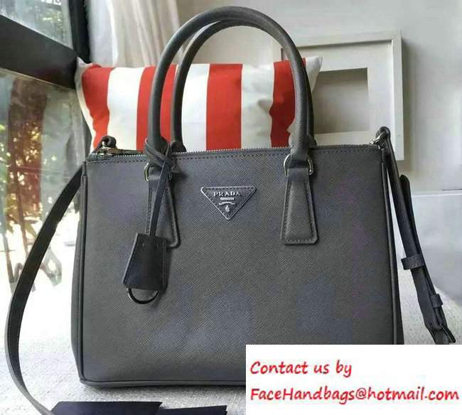 Prada Galleria Saffiano Leather Tote Bag 1BA863 Gray 2016