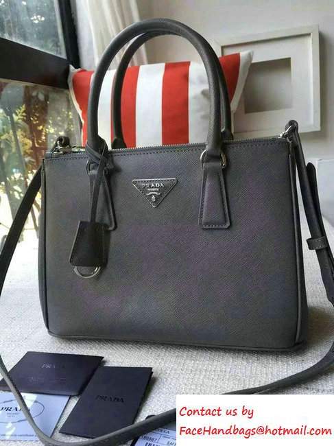 Prada Galleria Saffiano Leather Tote Bag 1BA863 Gray 2016