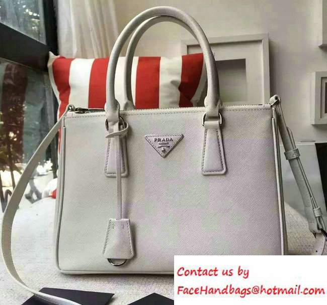 Prada Galleria Saffiano Leather Tote Bag 1BA863 Off White 2016