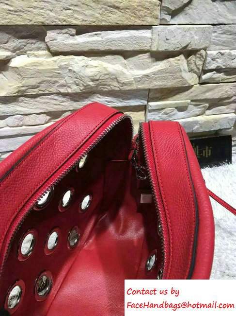 Prada Grommet Vitello Daino Chain Shoulder Bag Red Resort 2016