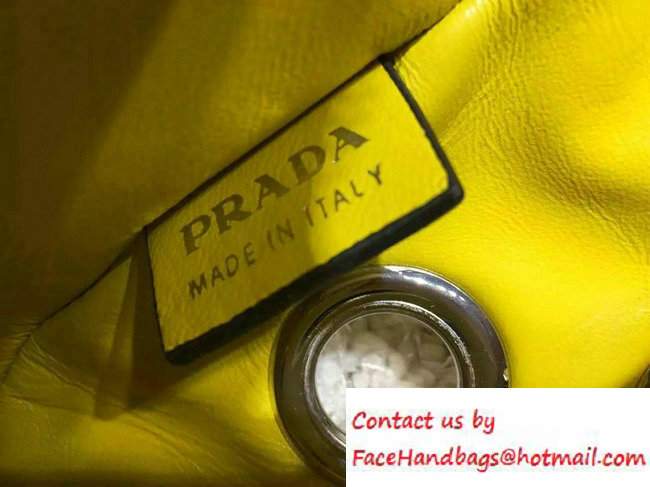 Prada Grommet Vitello Daino Chain Shoulder Bag Yellow Resort 2016