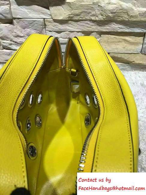 Prada Grommet Vitello Daino Chain Shoulder Bag Yellow Resort 2016